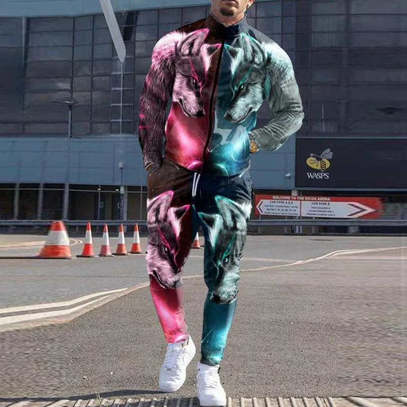 2022 Spring Mens Fashion Outfits Long Sleeve Stand Collar Jacket And Pants Suit Men Harajuku Wolf Printing Two Piece Sets Casual
2022 Spring Mens Fashion Outfits Long Sleeve Stand Collar Jacket And Pants Suit Men Harajuku Wolf Printing Two Piece Sets Casual