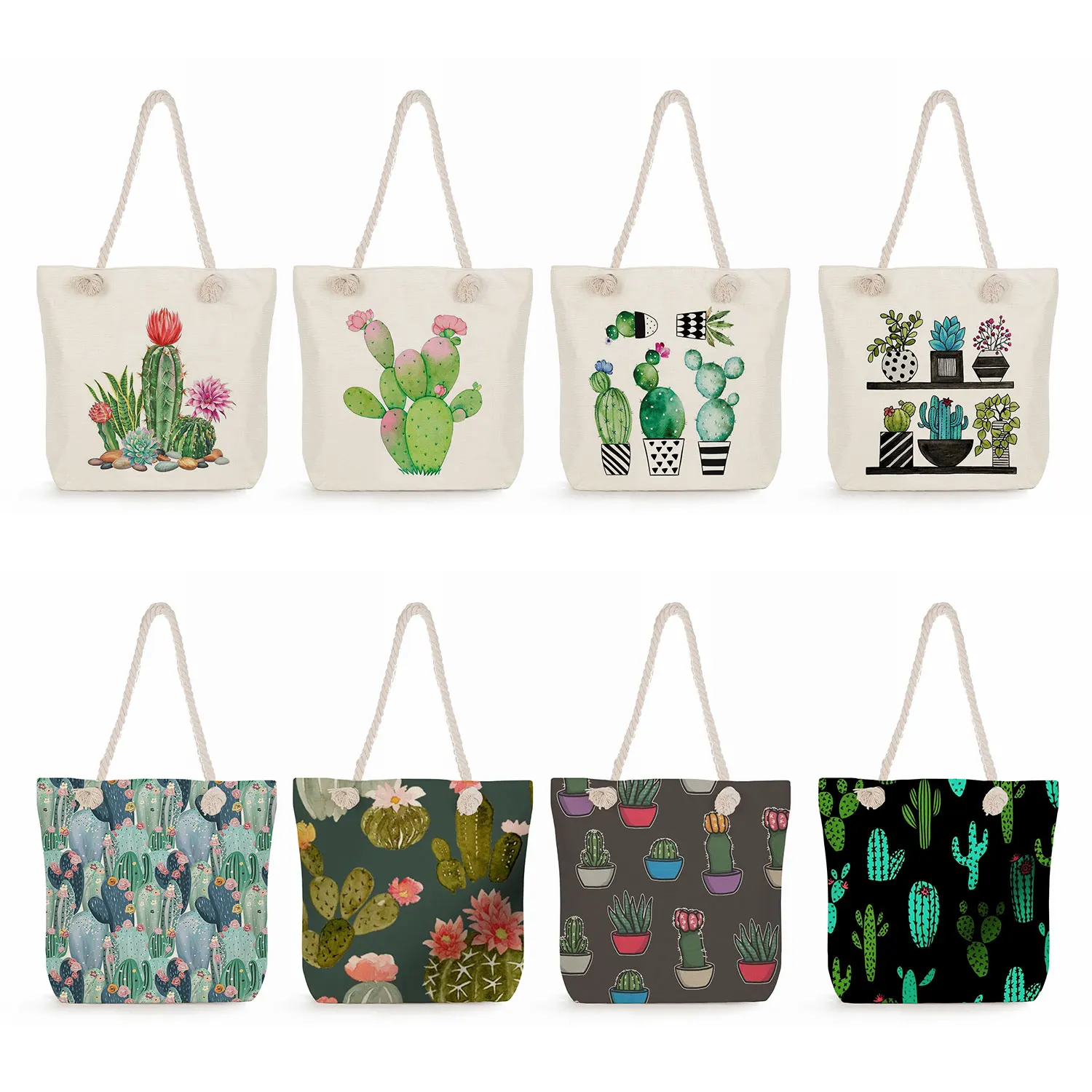 High Capacity Shopping Bag Floral Print Handbags Plant Cactus Tote Bags For Women Foldable Travel Beach Thick Rope Shoulder Bag
High Capacity Shopping Bag Floral Print Handbags Plant Cactus Tote Bags For Women Foldable Travel Beach Thick Rope Shoulder Bag