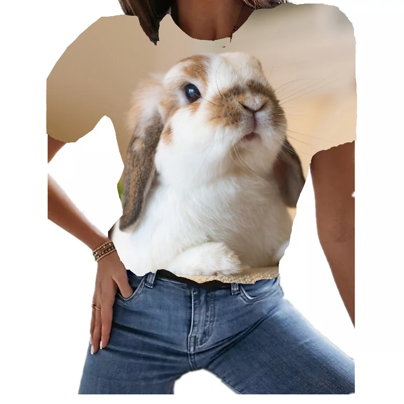 Summer women's pastoral rabbit print top regular short-sleeved t-shirt women's O-neck Harajuku animal t-shirt fashion loose XXS-
Summer women's pastoral rabbit print top regular short-sleeved t-shirt women's O-neck Harajuku animal t-shirt fashion loose XXS-