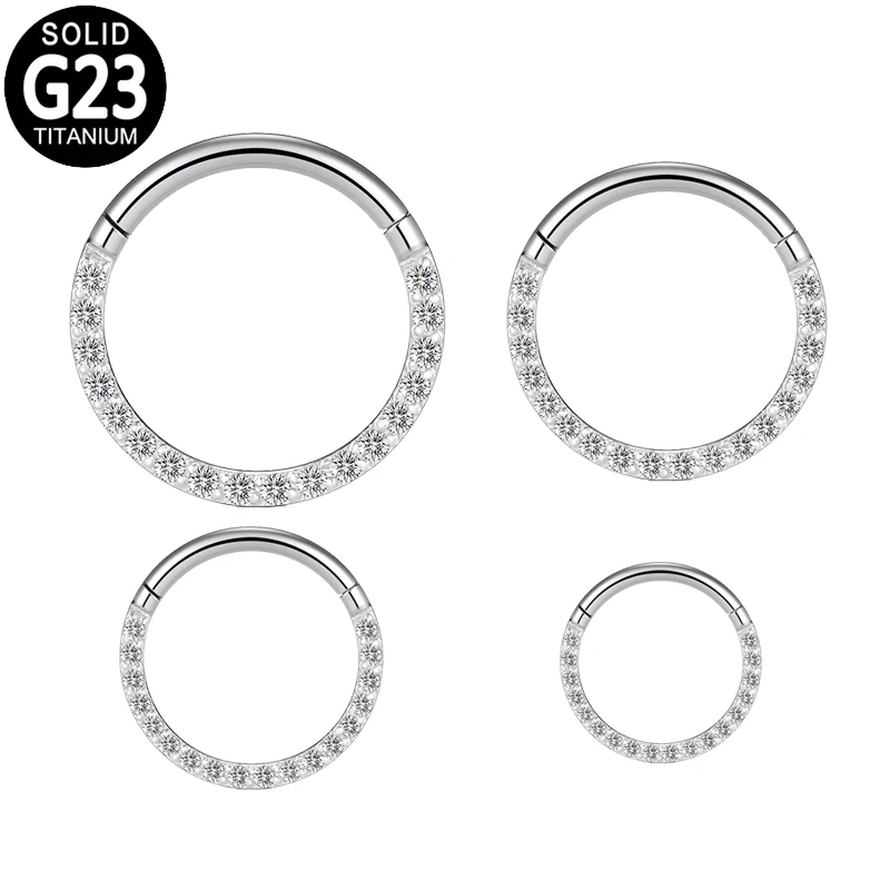 G23 Titanium Nose Ring Ear Piercing Zircon Paved Front Septum Clicker Hoop Hinged Segment Daith Cartilage Tragus Helix Earring
G23 Titanium Nose Ring Ear Piercing Zircon Paved Front Septum Clicker Hoop Hinged Segment Daith Cartilage Tragus Helix Earring