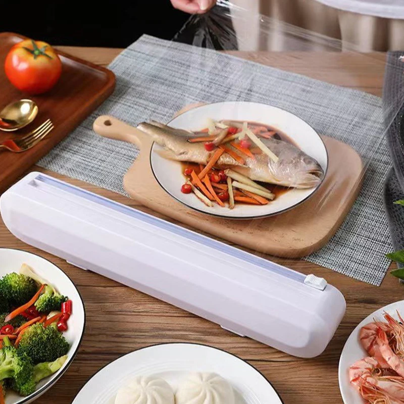 Fixing Foil Cling Film Wrap Dispenser Food Wrap Dispenser Cutter Plastic Sharp Cutter Storage Holder Kitchen Tool Accessories
Fixing Foil Cling Film Wrap Dispenser Food Wrap Dispenser Cutter Plastic Sharp Cutter Storage Holder Kitchen Tool Accessories