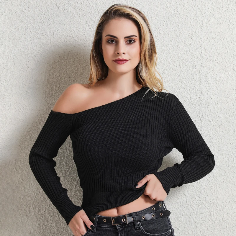 Новый сексуальный женский свитер с открытыми плечами, джемпер, весенний модный однотонный Женский пуловер с длинным рукавом, свитеры, уличн... 
Новый сексуальный женский свитер с открытыми плечами, джемпер, весенний модный однотонный Женский пуловер с длинным рукавом, свитеры, уличн...