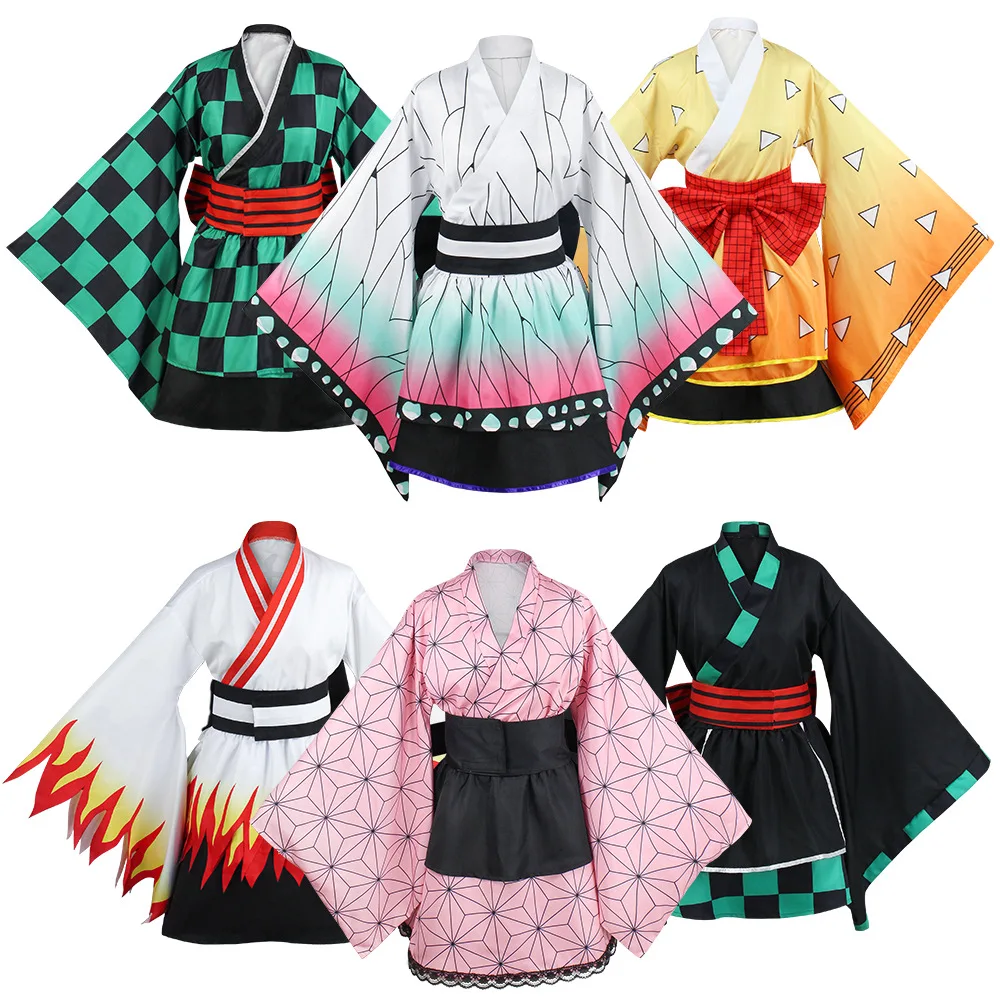 

Anime Demon Slayer Cosplay Kamado Tanjirou/Agatsuma Zenitsu/Kochou Shinobu//Kamado Nezuko/Rengoku Kyoujurou Maid Costume