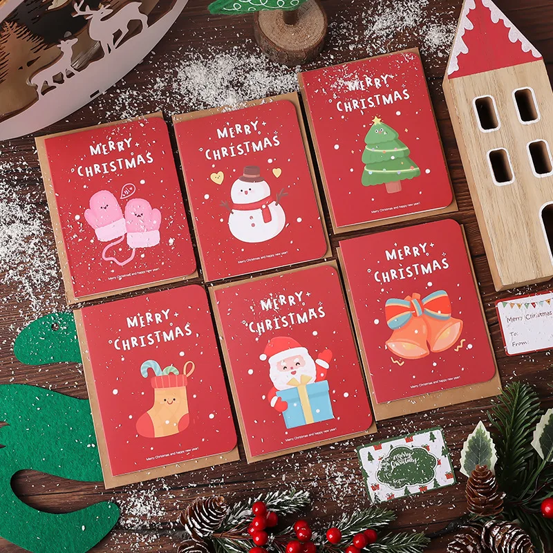

Рождественские открытки, 6 шт. в упаковке, Маленькая рождественская Подарочная открытка со штативом, милые праздничные поздравительные открытки 3D с Санта-Клаусом, снеговиком, оленем
