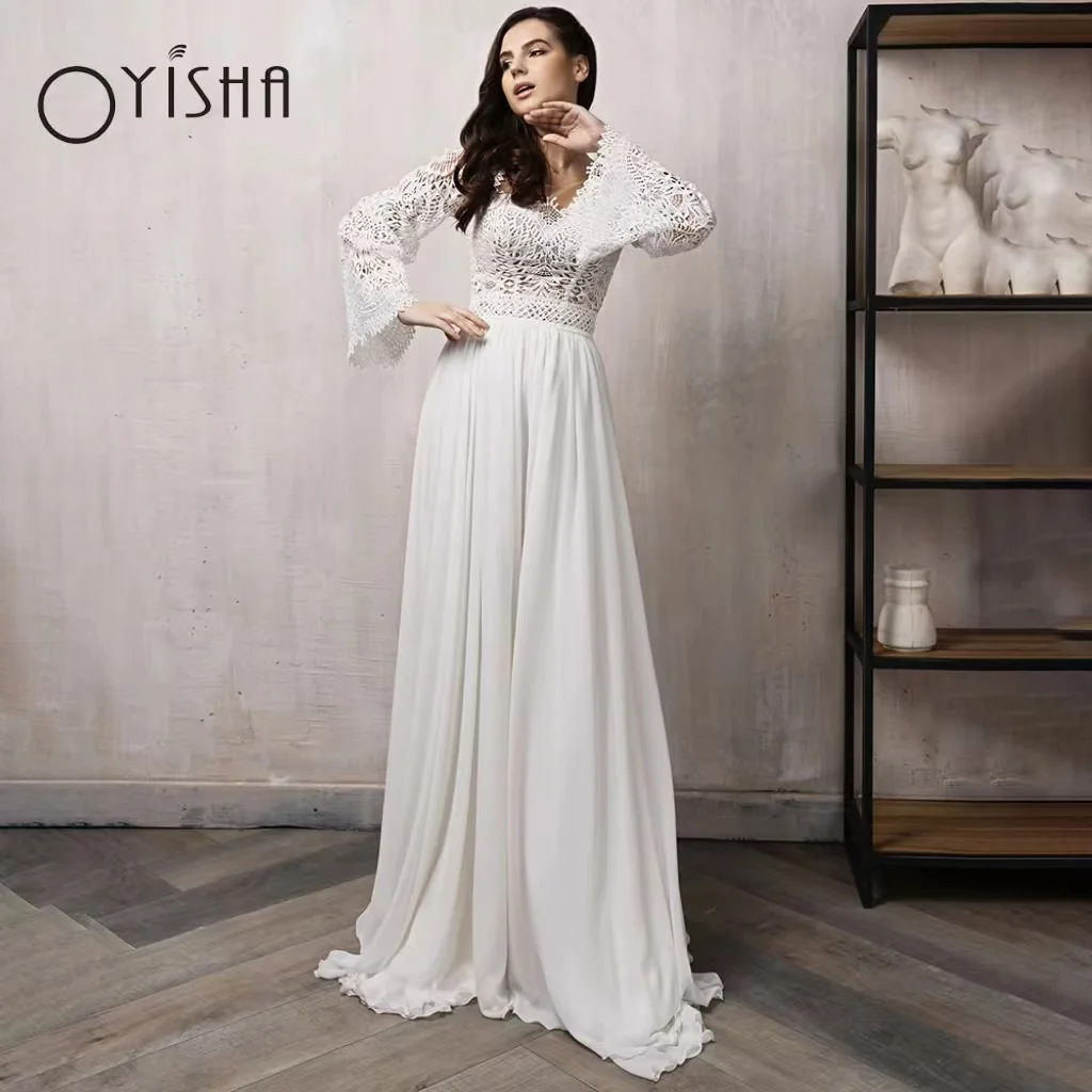 JEHETH Beach Wedding Dresses Boho Cut-Out Lace Long Sleeves Summer 2023 Chiffon A Line Bridal Gowns Floor Length Robe De Mariée
JEHETH Beach Wedding Dresses Boho Cut-Out Lace Long Sleeves Summer 2023 Chiffon A Line Bridal Gowns Floor Length Robe De Mariée