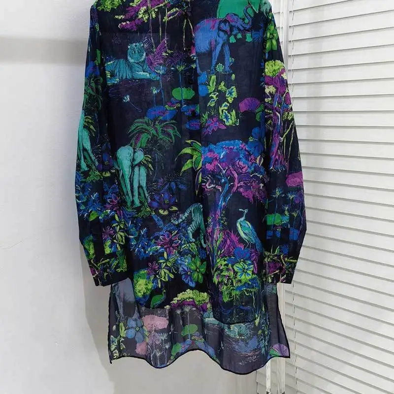 Summer New Cotton Animal Printed Shirt Fashion Runway Single Breasted Lapel Long Sleeve Embroidery Loose Blouse Women Clothes
Summer New Cotton Animal Printed Shirt Fashion Runway Single Breasted Lapel Long Sleeve Embroidery Loose Blouse Women Clothes