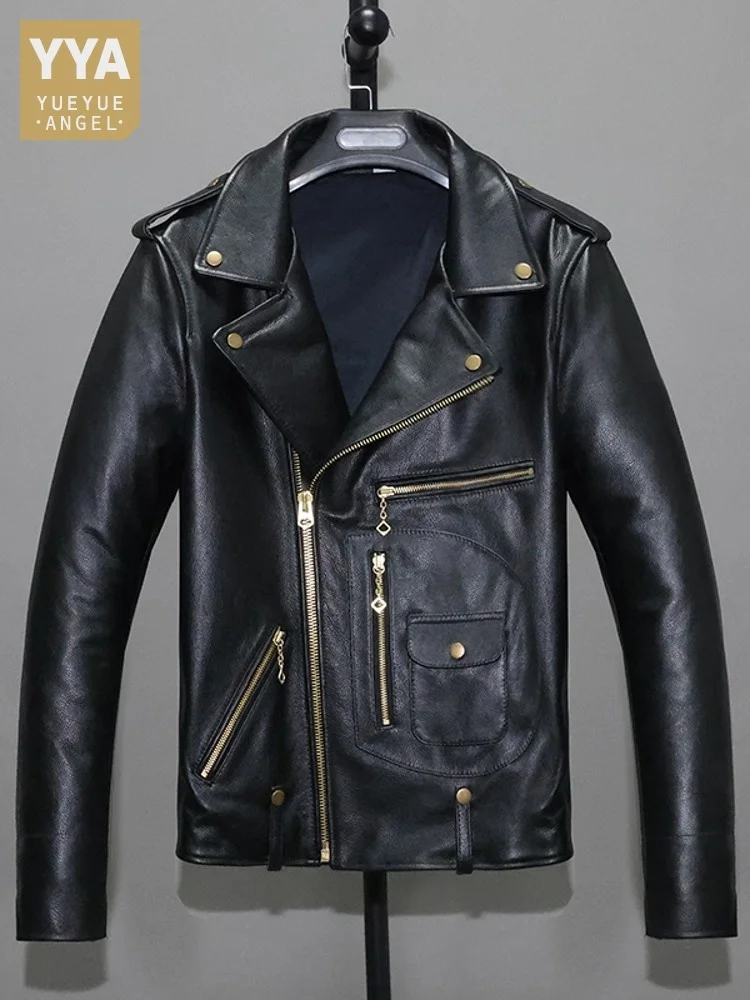 Men Autumn Winter Real Vintage Cowhide Moto Biker Coat Slim Fit Zipper Punk Style Genuine Leather Jacket Man Windproof Jackets
Men Autumn Winter Real Vintage Cowhide Moto Biker Coat Slim Fit Zipper Punk Style Genuine Leather Jacket Man Windproof Jackets