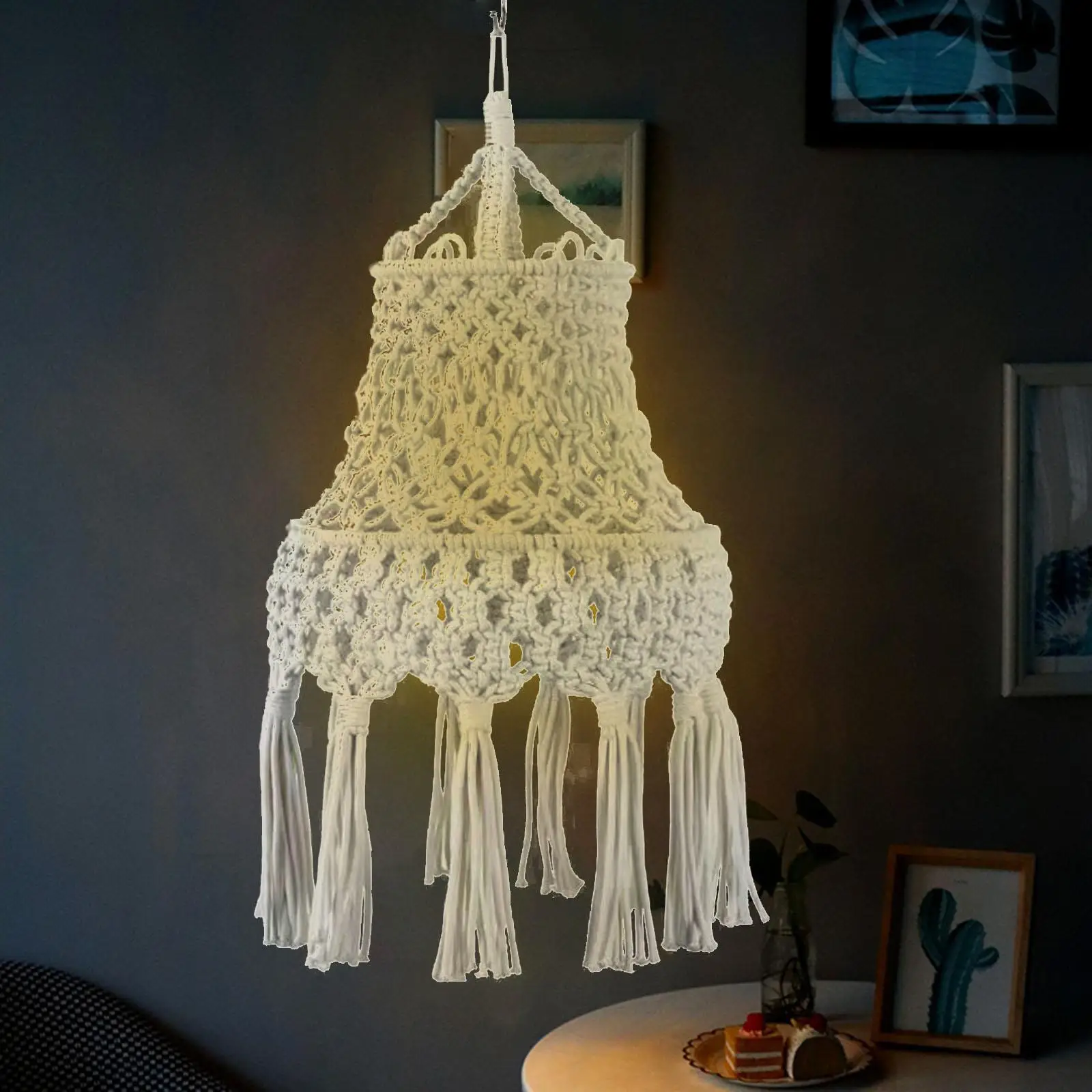 Retro Style Boho Hanging Pendant Light Cover Macrame Lamp Shade for Bedroom Decor
Retro Style Boho Hanging Pendant Light Cover Macrame Lamp Shade for Bedroom Decor