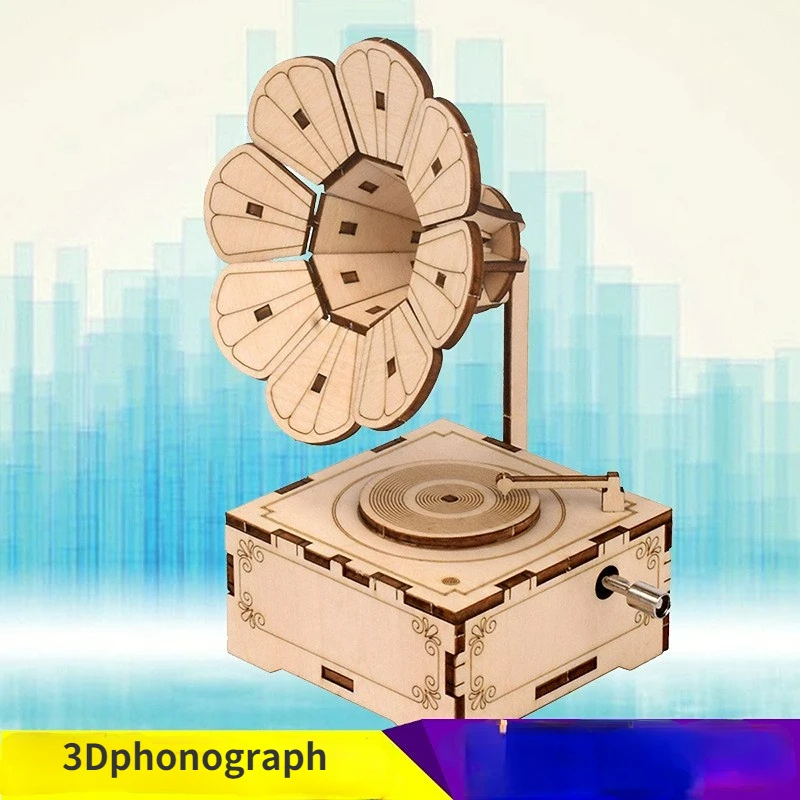 3D Jigsaw Puzzle Wooden Handmade Music Box Phonograph Three Dimensional Puzzle Creative Manual Assembly Toys for Family Fun Gift
3D Jigsaw Puzzle Wooden Handmade Music Box Phonograph Three Dimensional Puzzle Creative Manual Assembly Toys for Family Fun Gift