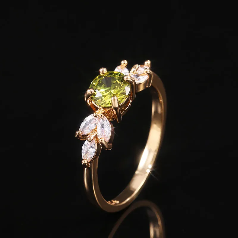 Huitan Delicate Women Wedding Ring Olive Green Round Zircon with Leave Shape Elegant Gold Color Girl Gift Rings Trendy Jewelry
Huitan Delicate Women Wedding Ring Olive Green Round Zircon with Leave Shape Elegant Gold Color Girl Gift Rings Trendy Jewelry