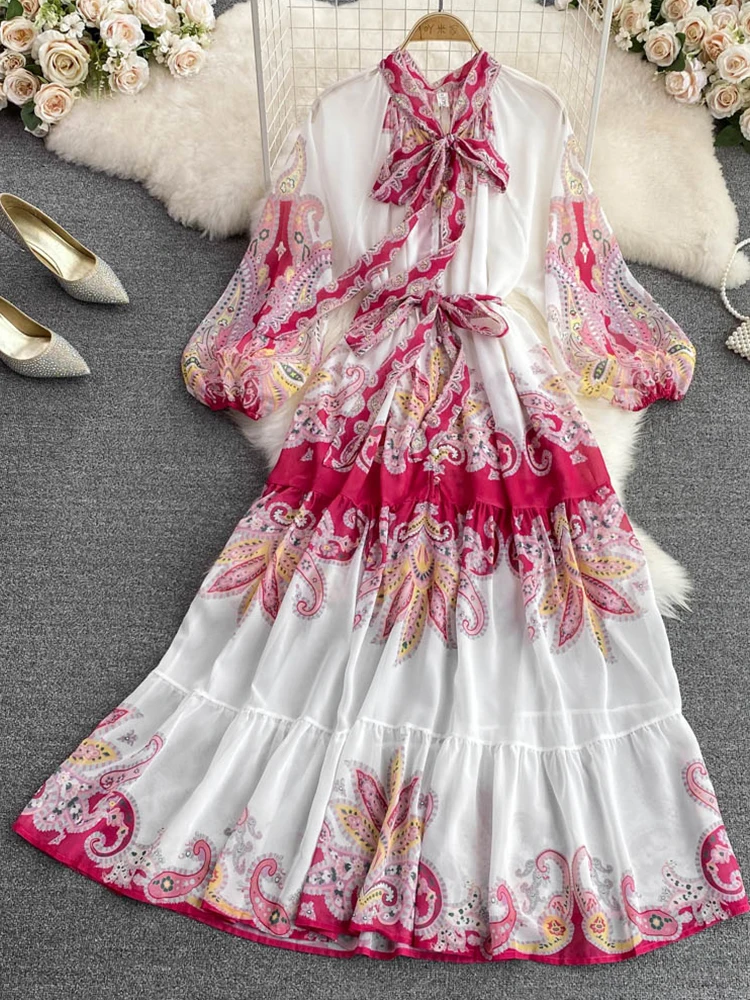 FMFSSOM New Women Bow Tie Tie High Waist Slim Printed A-Line Chiffon Dress Elegant Fashion Casual Single Breasted Dresses
FMFSSOM New Women Bow Tie Tie High Waist Slim Printed A-Line Chiffon Dress Elegant Fashion Casual Single Breasted Dresses