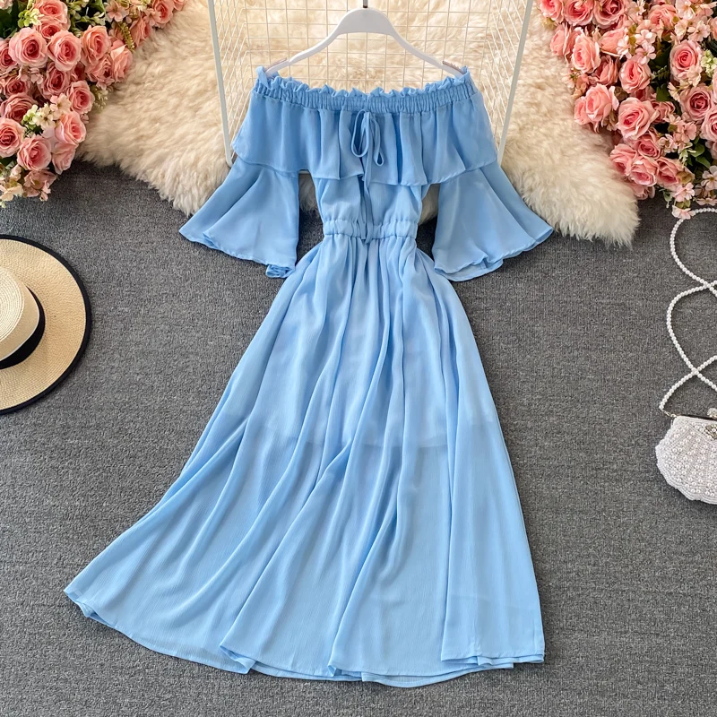 Off Shoulder Solid Color Women Dress Sexy Slash Neck Short Sleeve A-line Ruched Dresses Summer Bohemian Beach Dress
Off Shoulder Solid Color Women Dress Sexy Slash Neck Short Sleeve A-line Ruched Dresses Summer Bohemian Beach Dress