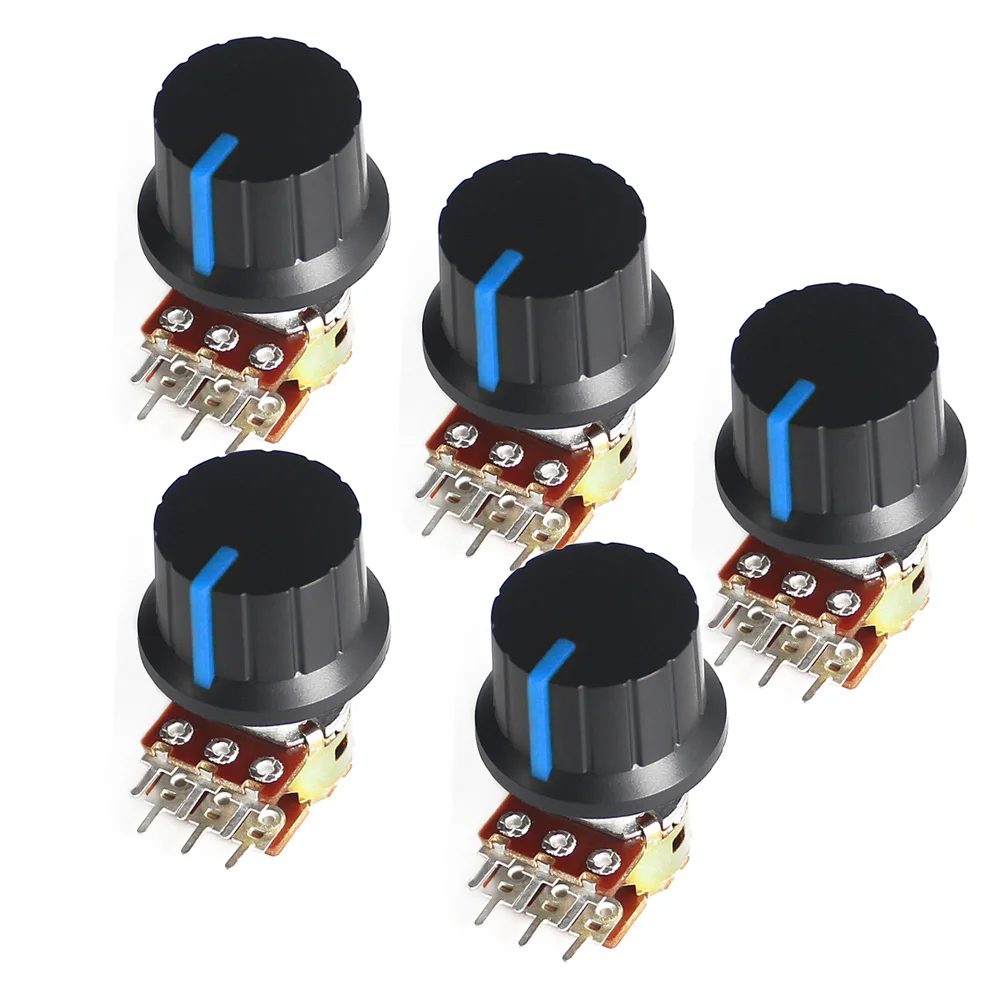 5Set WH148 Linear Potentiometers 15mm 6pin 1K 2K 5K 10K 20K 50K 100K 250K 1M with Blue24*15mm Knob Cap Potentiometer Kit
5Set WH148 Linear Potentiometers 15mm 6pin 1K 2K 5K 10K 20K 50K 100K 250K 1M with Blue24*15mm Knob Cap Potentiometer Kit