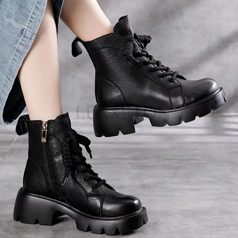 Women Test Black Thick Soled Boots In Winter Leather Ankle Boots Punk Motorcycle Boots Thick Soled Shoes New Model In
Women Test Black Thick Soled Boots In Winter Leather Ankle Boots Punk Motorcycle Boots Thick Soled Shoes New Model In