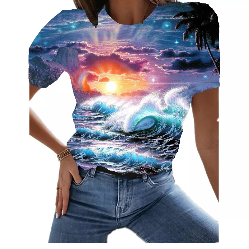 Summer 2022 Fashion Sky Pattern 3D Printing Girl's T-shirt Harajuku with Hollow collar short sleeve Y2K style top
Summer 2022 Fashion Sky Pattern 3D Printing Girl's T-shirt Harajuku with Hollow collar short sleeve Y2K style top