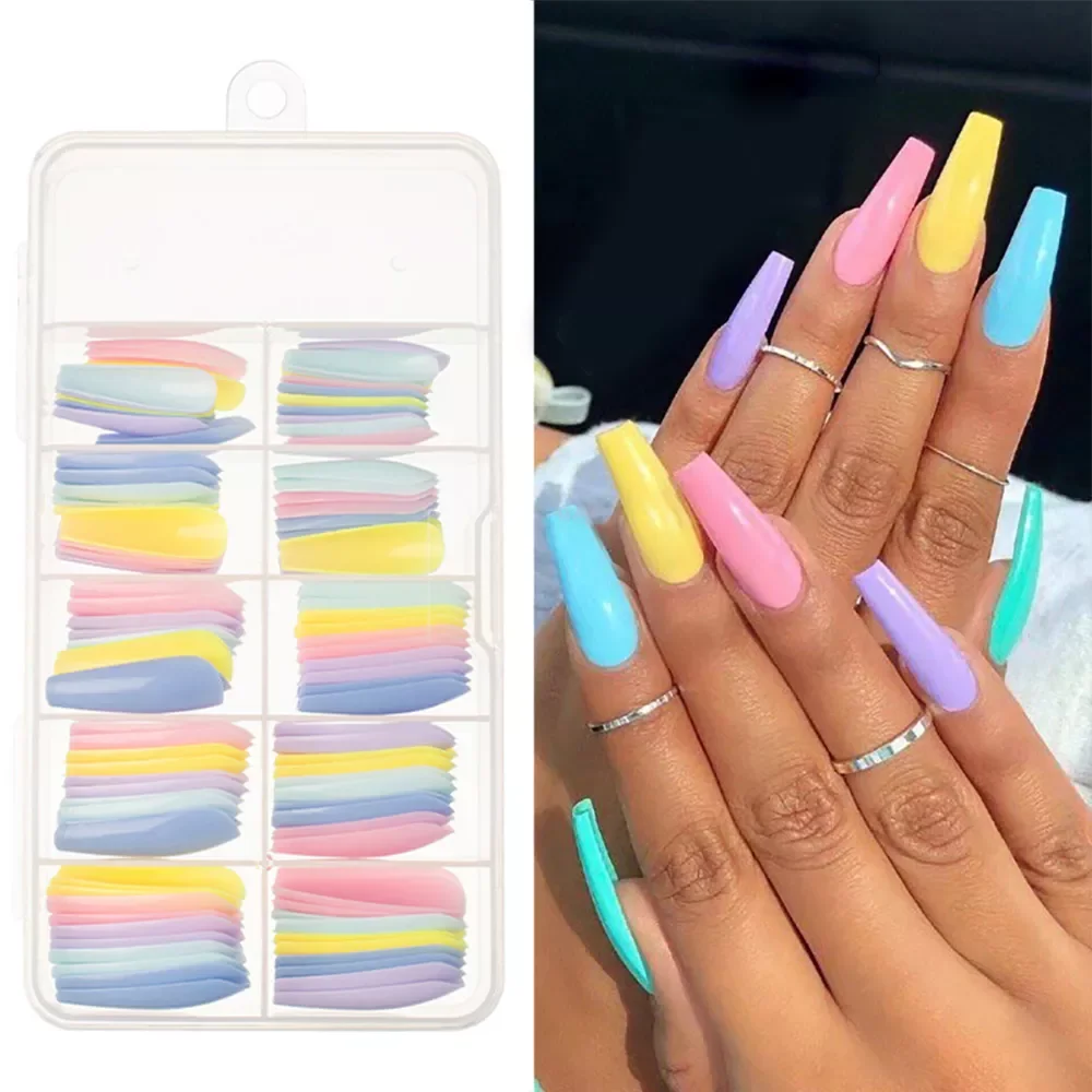 100 Pcs/Box Long Coffin False Nails Candy color Fake Nails Flat Shape Nail Art Tips Natural Clear Full Cover Fake Nail Tips
100 Pcs/Box Long Coffin False Nails Candy color Fake Nails Flat Shape Nail Art Tips Natural Clear Full Cover Fake Nail Tips