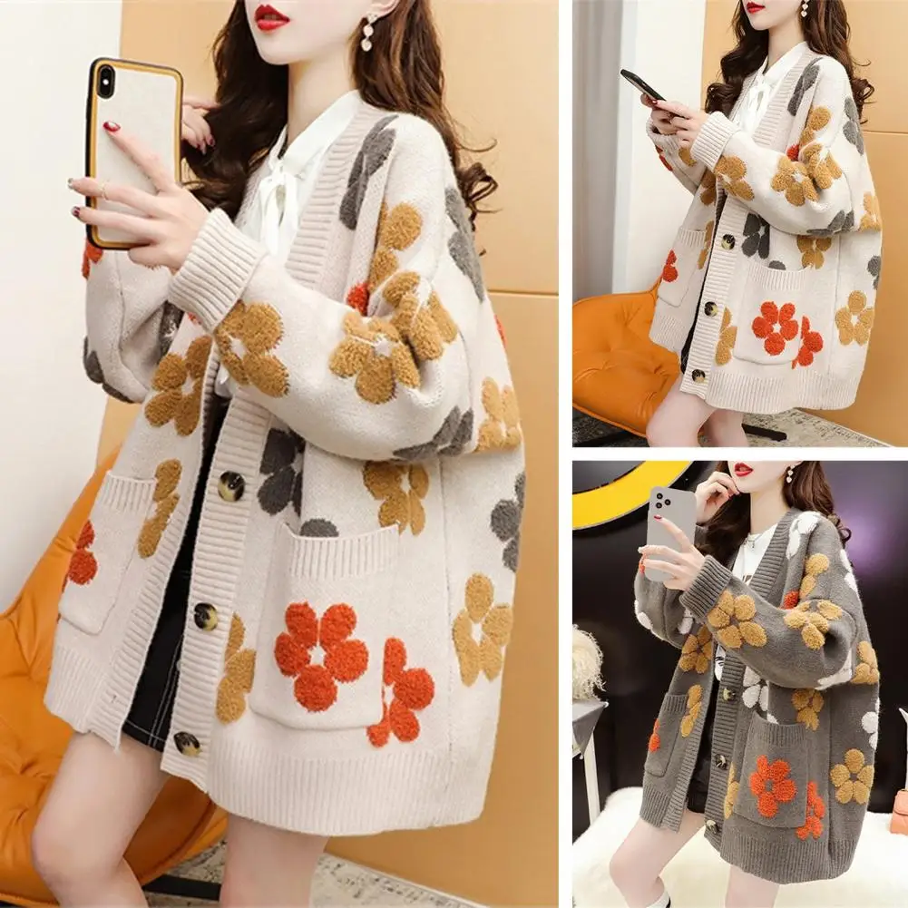 2023 Spring Autumn Fashion New Women's Knitted Long-Sleeved V-neck Flower Decor Sweater Cardigan Jacket Women Loose Sweater Coat
2023 Spring Autumn Fashion New Women's Knitted Long-Sleeved V-neck Flower Decor Sweater Cardigan Jacket Women Loose Sweater Coat