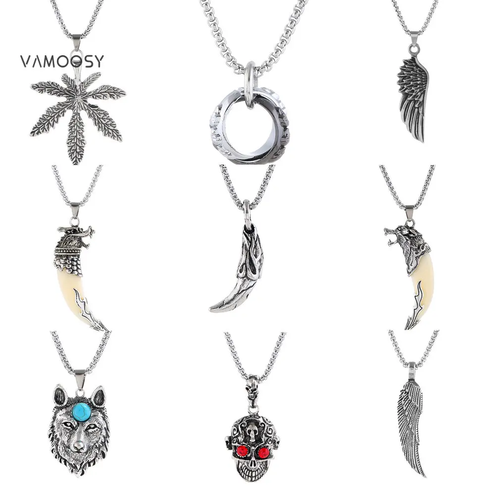 Vintage Silver Color Skull Wolf Wings Spike Cross Pendant Necklaces for Men Women Trendy Choker Goth Preppy Jewelry 
Vintage Silver Color Skull Wolf Wings Spike Cross Pendant Necklaces for Men Women Trendy Choker Goth Preppy Jewelry