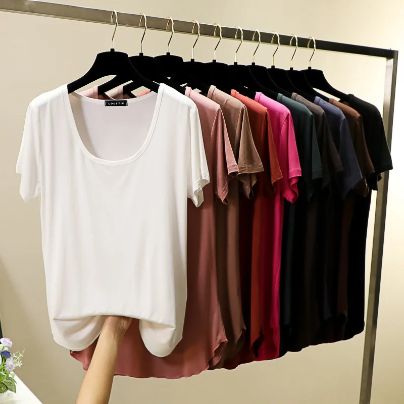 Summer Modal U-neck T-shirt Women's Top Large size Short-sleeved T-shirt High Elastic T-shirt Casual Vest
Summer Modal U-neck T-shirt Women's Top Large size Short-sleeved T-shirt High Elastic T-shirt Casual Vest