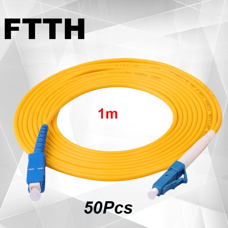 

FASO 50Pcs 1 Meter High Quality SC/UPC-LC/UPC Simplex 2.0mm Single Mode G652D LSZH Jacket Fiber Optic Patch Cord