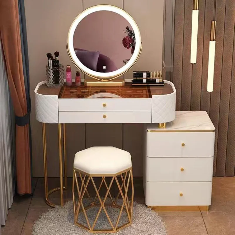 Vanity Desk Makeup Dresser Table Mirros Household Bedroom LED Dressing Tables Density Board Table Mirror Modern Furnitures
Vanity Desk Makeup Dresser Table Mirros Household Bedroom LED Dressing Tables Density Board Table Mirror Modern Furnitures
