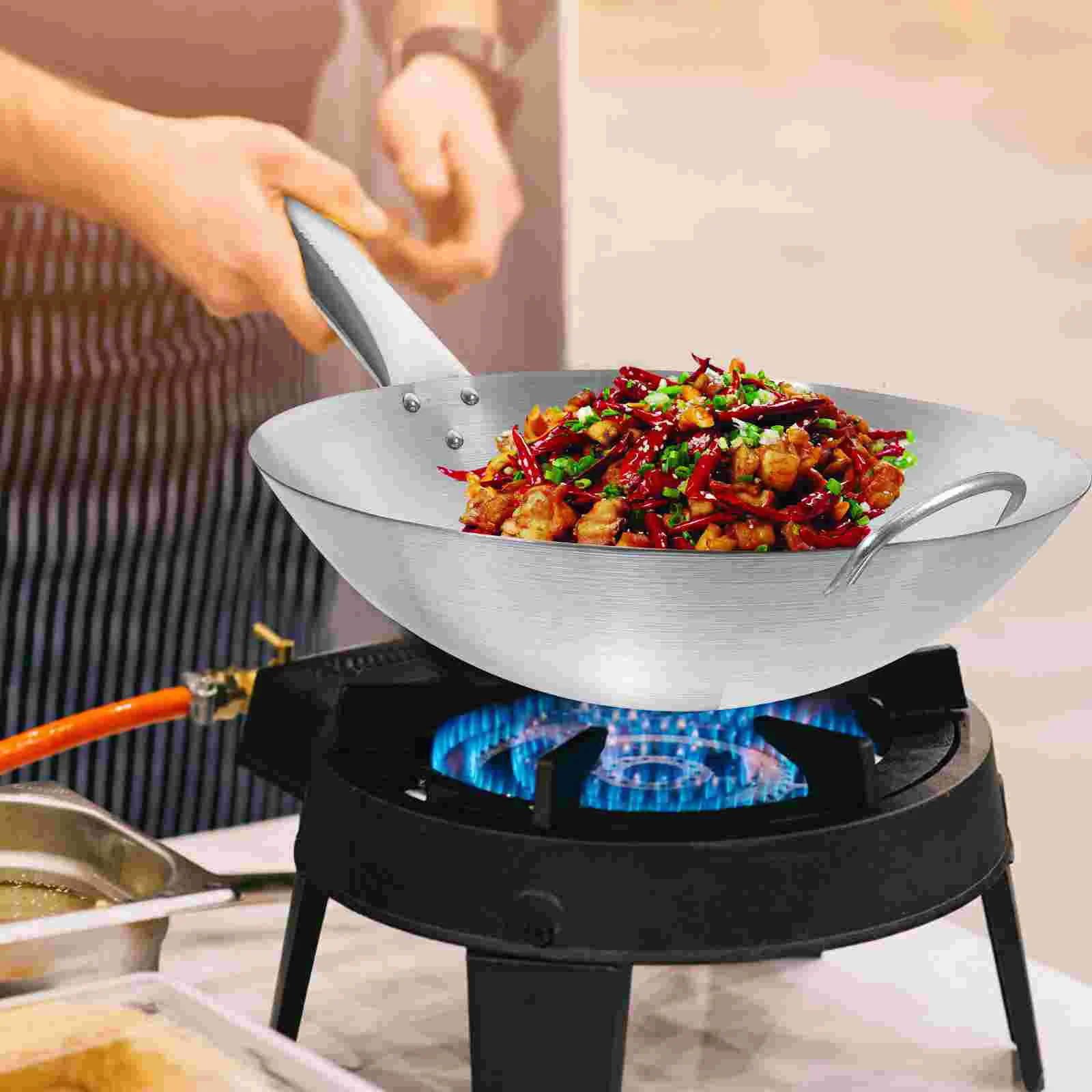 

Stainless Steel Saucepan Wok Stir-fry Home Induction Cooker Pot Non Stick Household Handle Frying Cooking Coating Work Pans