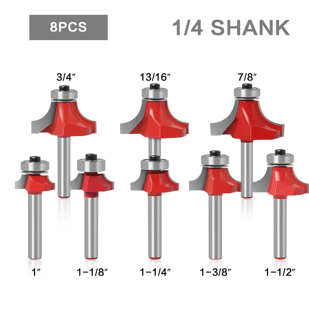 

1/4 6mm Shank Corner Round Over Router Bit with BearingMilling Cutter for Wood Woodwork Tungsten Carbide Milling Cutter