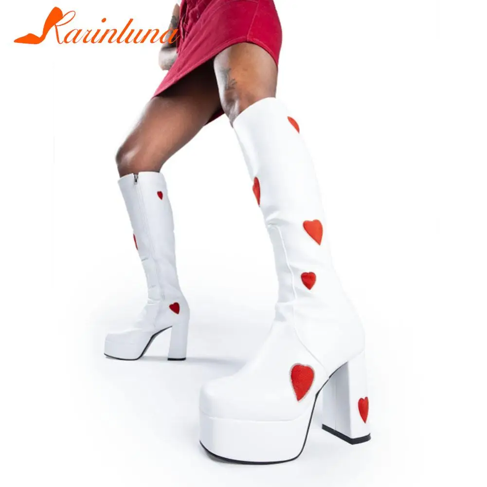 Karinluna New Designed Boots Platform Ladies Square High Heels Heart-shaped Cute women's Boot knee-high Sexy Solid Zipper Boots
Karinluna New Designed Boots Platform Ladies Square High Heels Heart-shaped Cute women's Boot knee-high Sexy Solid Zipper Boots