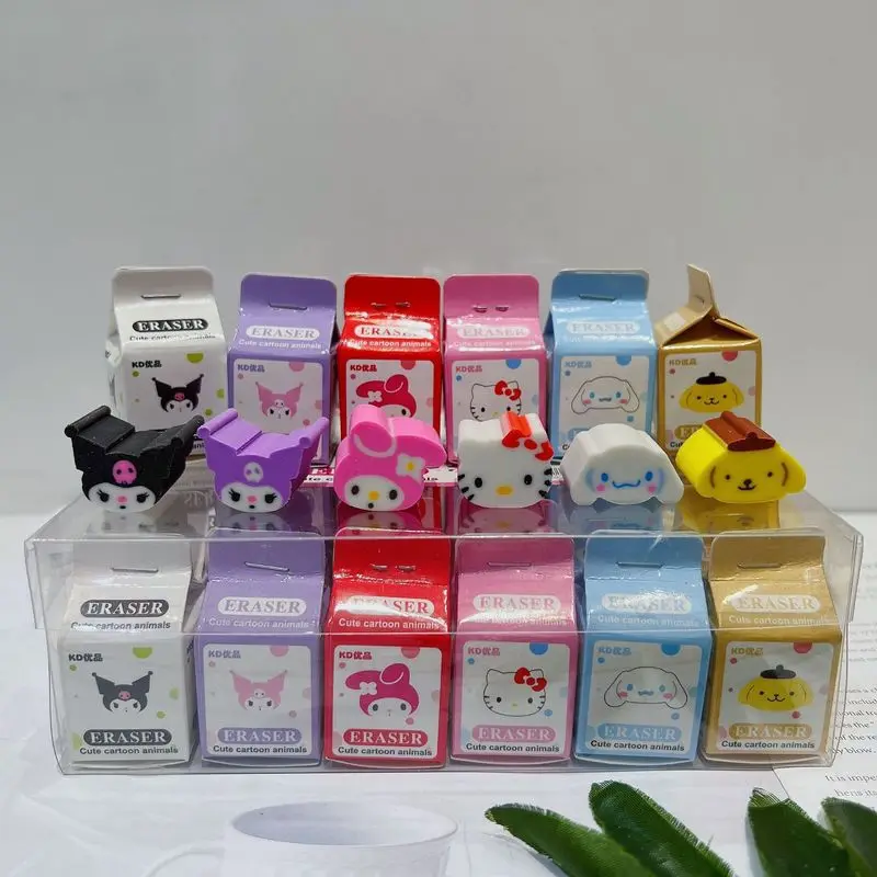 

New 36pcs Sanrio Rubber Eraser Anime Melody Kuromi Cinnamoroll Student Stationery Erasers Kids School Supplies Student Prizes