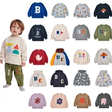 2023 Autumn Winter Kids Boys Girls Sweatshirts Bobo New Children Hooded Sweatshirt Cartoon Print Casual Sweaters Outwear Clothes