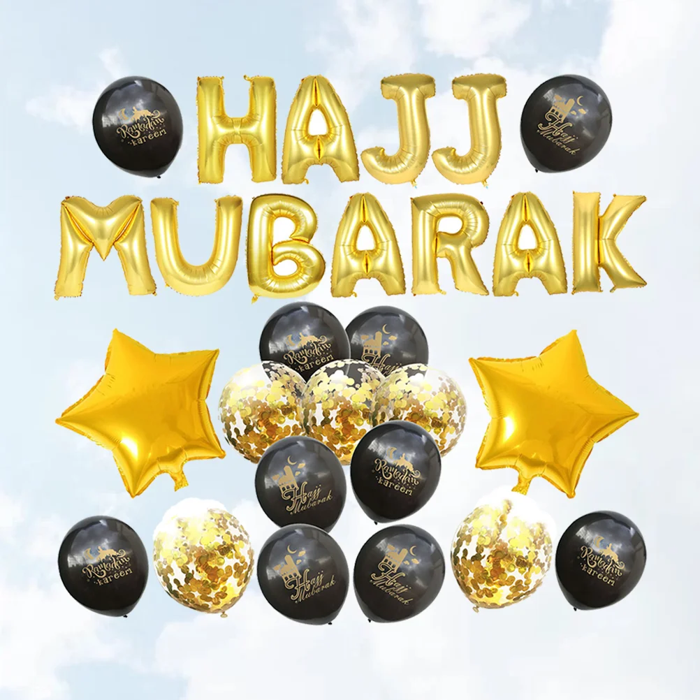 HAJJ MUBARAK Letter Latex Balloons Decorative Celebrative Background Layout Balloons Set for Eid Al- (Black and )
HAJJ MUBARAK Letter Latex Balloons Decorative Celebrative Background Layout Balloons Set for Eid Al- (Black and )