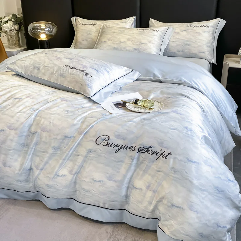 Light Luxury Style 60 Thread Wash Sky Silk Embroidery Four Piece Set for Summer Double Sided Silk Smooth Naked Sleeping Bedding
Light Luxury Style 60 Thread Wash Sky Silk Embroidery Four Piece Set for Summer Double Sided Silk Smooth Naked Sleeping Bedding