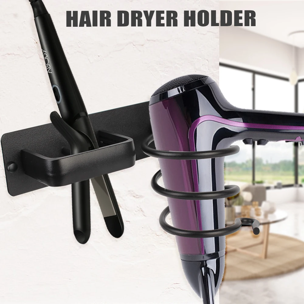 HOOMIN Bathroom Shelf Accessories Wall Mounted Hair Dryer Holder Rack Straightener Storage Organizer | Обустройство дома