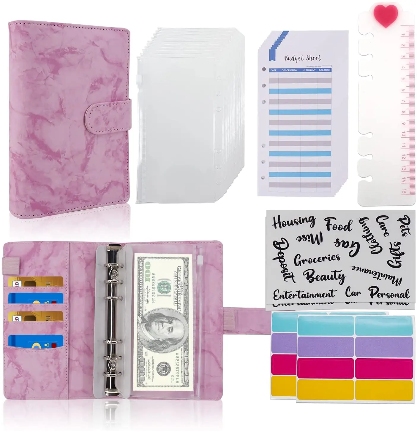 Marble Pattern A6 Budge Binder- Clear Cash Envelopes,Budget Sheets and Label Stickers,Budget Sheets and Label Stickers,for Trave
Marble Pattern A6 Budge Binder- Clear Cash Envelopes,Budget Sheets and Label Stickers,Budget Sheets and Label Stickers,for Trave