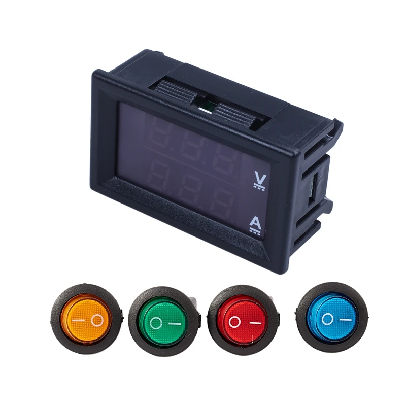 5Pcs Accessories: 4Pcs 12V LED Rocker On-Off Toggle SPST Switch & 1 Pcs DC0-100V LED Digital Voltage Current Meter Head
5Pcs Accessories: 4Pcs 12V LED Rocker On-Off Toggle SPST Switch & 1 Pcs DC0-100V LED Digital Voltage Current Meter Head