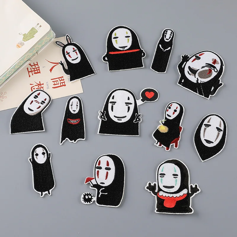

Anime Spirited Away Cute No Face Man Clothing Thermoadhesive Patches on Clothes Stickers for Jackets Pants Bag Decor Patch Gift