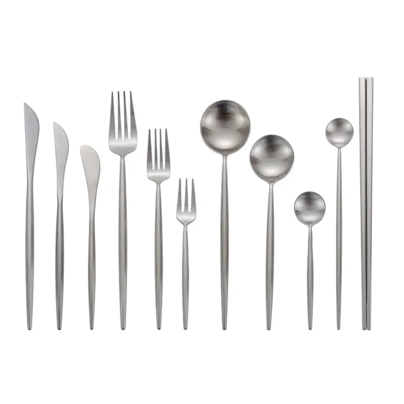 High Quality Matte Stainless Steel Tableware Silverware Fast Food Noodles Chopsticks Dessert Spoon Knife Fork Kitchen Utensils
High Quality Matte Stainless Steel Tableware Silverware Fast Food Noodles Chopsticks Dessert Spoon Knife Fork Kitchen Utensils