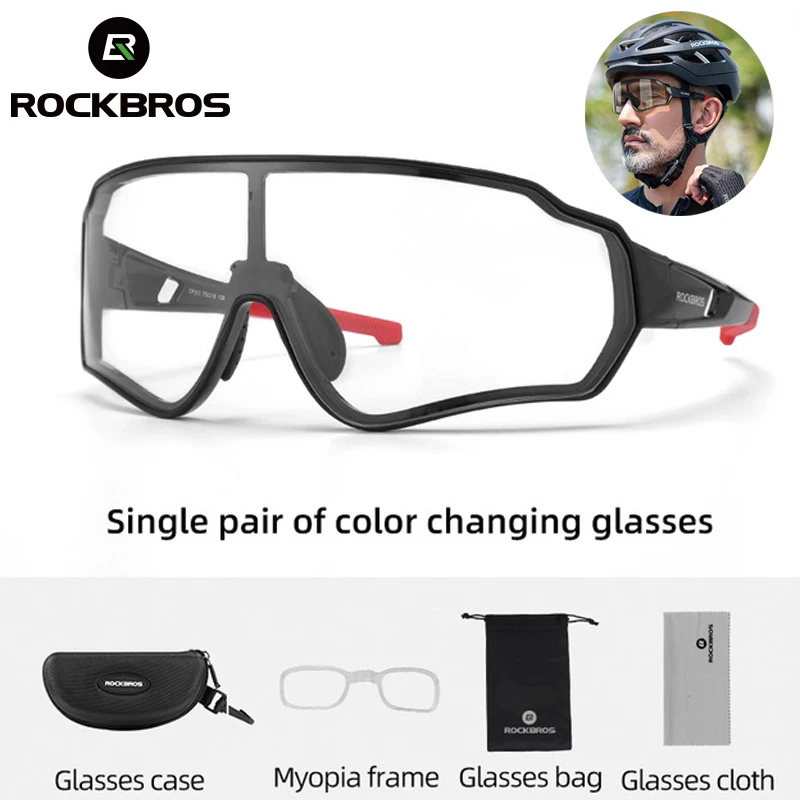 

ROCKBROS Cycling Sunglasses Photochromic Road Bike UV400 Bicycle Eyewear MTB Mountain Bicycle Cycling Goggles for Men Women