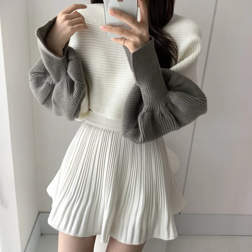 Casual O-neck Knitted Female Tops Autumn Lantern Sleeve Fashion Jumpers Women New Winter Loose Warm Patchwork Short Sweaters
Casual O-neck Knitted Female Tops Autumn Lantern Sleeve Fashion Jumpers Women New Winter Loose Warm Patchwork Short Sweaters