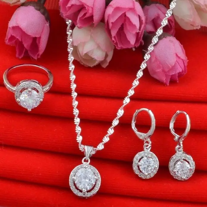 ANGLANG Luxury Round White Cubic Zirconia Jewelry Set Engagement Necklace Earring Ring for Bridal Wedding Jewelry Gift for Women
ANGLANG Luxury Round White Cubic Zirconia Jewelry Set Engagement Necklace Earring Ring for Bridal Wedding Jewelry Gift for Women