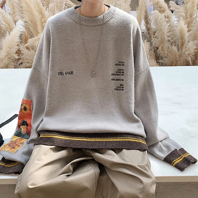 Autumn Hip Men Sweater Embroidery Cotton Knitted Van Gogh Sweater Vintage Pullover 2022 Hop Homme Pull Painting
Autumn Hip Men Sweater Embroidery Cotton Knitted Van Gogh Sweater Vintage Pullover 2022 Hop Homme Pull Painting