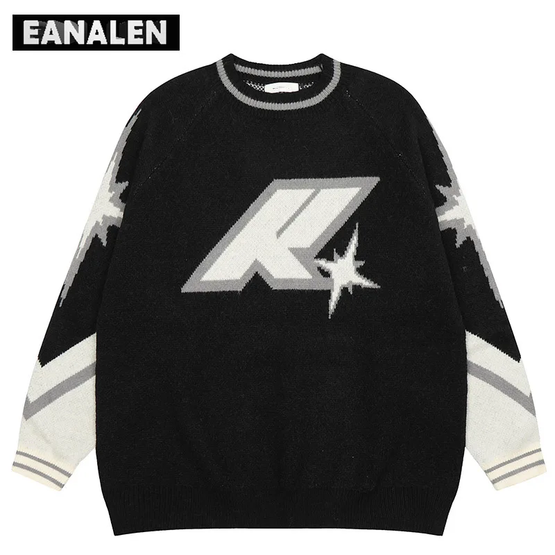 Harajuku Vintage Star Graphic Sweater Men's Winter Rapped Jumper Knitted Pullover Black White Color Split Grandpa Ugly Sweater
Harajuku Vintage Star Graphic Sweater Men's Winter Rapped Jumper Knitted Pullover Black White Color Split Grandpa Ugly Sweater