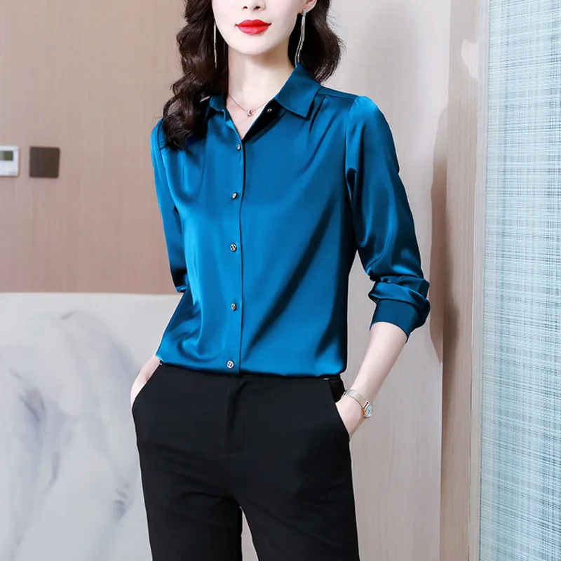 #1766 Satin Shirts Women Long Sleeves Office Shirt Ladies Solid Color Silk Woman Shirt Elegant Womens Tops And Blouses Spring
#1766 Satin Shirts Women Long Sleeves Office Shirt Ladies Solid Color Silk Woman Shirt Elegant Womens Tops And Blouses Spring