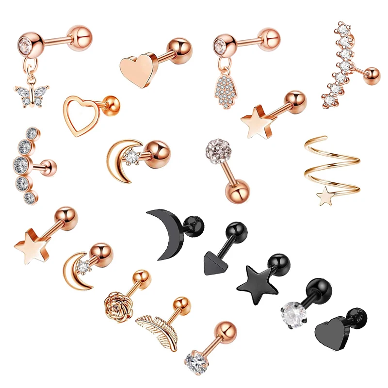 5 pcs Medical Stainless steel Crystal Zircon Ear Studs Earrings For Women/Men 4 Prong Tragus Cartilage Piercing Jewelry
5 pcs Medical Stainless steel Crystal Zircon Ear Studs Earrings For Women/Men 4 Prong Tragus Cartilage Piercing Jewelry