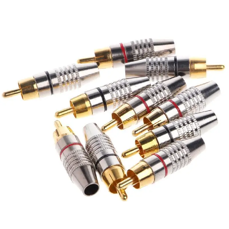 10pcs RCA Male Plug Audio Video Cable Speaker Connector Lockable Adjustable Gold Plate Audio Plug Rca Male Plug 45mm
10pcs RCA Male Plug Audio Video Cable Speaker Connector Lockable Adjustable Gold Plate Audio Plug Rca Male Plug 45mm