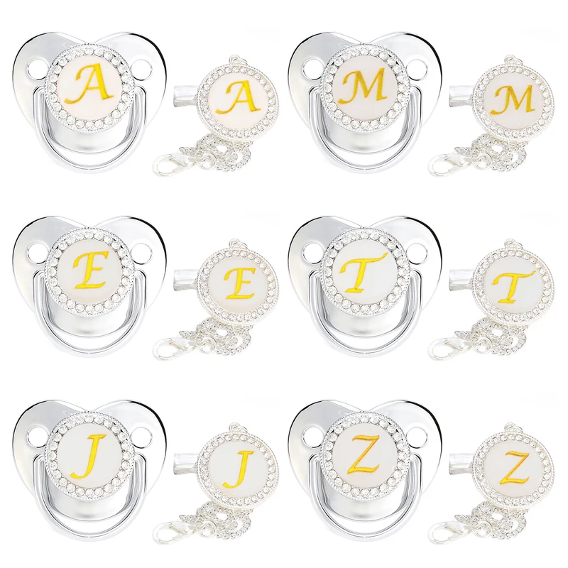 26 Name Initial Letter Baby Pacifier With Clip Silver Bling Food Grade Silicone Infant Nipple Dummy Soother Baby Shower Gift
26 Name Initial Letter Baby Pacifier With Clip Silver Bling Food Grade Silicone Infant Nipple Dummy Soother Baby Shower Gift