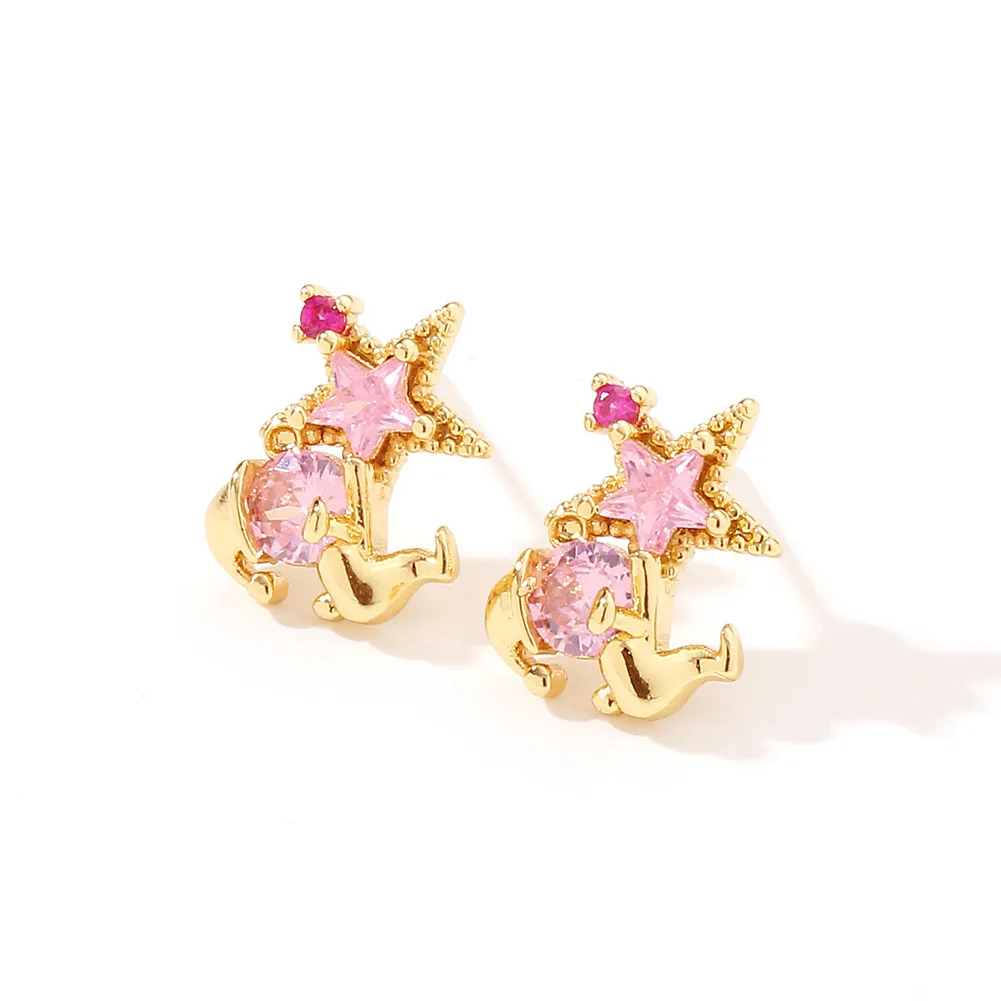 Korean Version of Cute Cartoon Character Ear Pin Micro-set Pink Zircon New Pentagram Niche Design Exquisite Ear Ring Gift
Korean Version of Cute Cartoon Character Ear Pin Micro-set Pink Zircon New Pentagram Niche Design Exquisite Ear Ring Gift