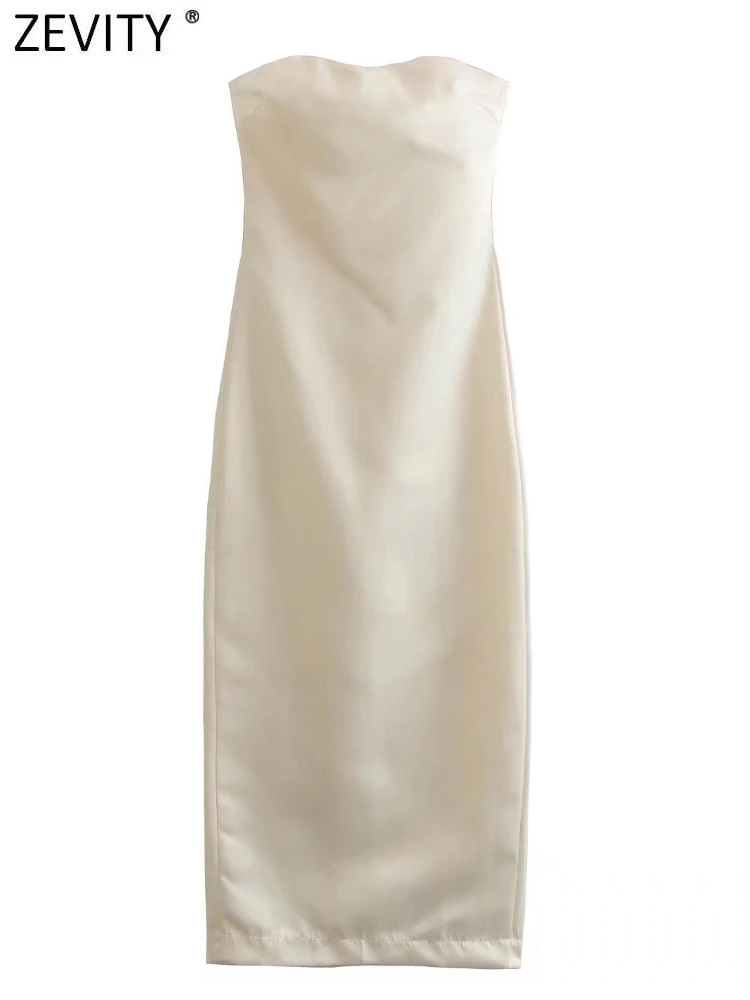 Zevity New Women Sexy Strapless Solid Color Soft Satin Slim Midi Dress Female Chic Back Zipper Fly Split Party Vestidos DS3361
Zevity New Women Sexy Strapless Solid Color Soft Satin Slim Midi Dress Female Chic Back Zipper Fly Split Party Vestidos DS3361