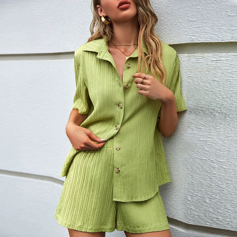 2022 New Shirt Shorts Suit Women Summer Green Set Clothes Loose Casual Stripe Harajuku Street Style Button Women's Shirt Fashion
2022 New Shirt Shorts Suit Women Summer Green Set Clothes Loose Casual Stripe Harajuku Street Style Button Women's Shirt Fashion