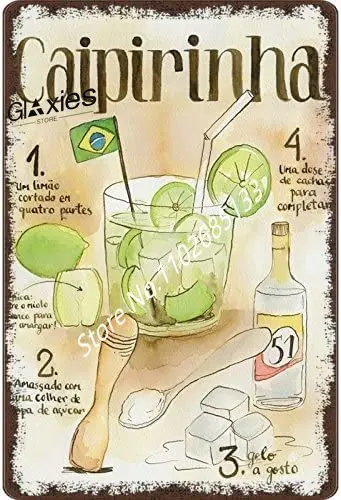 Cocktail Recipe Recipe Caipirinha Cachaca Brazil Light Background Metal Tin Sign Decorative Sign Garden Tin Kitchen Bar Coffee
Cocktail Recipe Recipe Caipirinha Cachaca Brazil Light Background Metal Tin Sign Decorative Sign Garden Tin Kitchen Bar Coffee